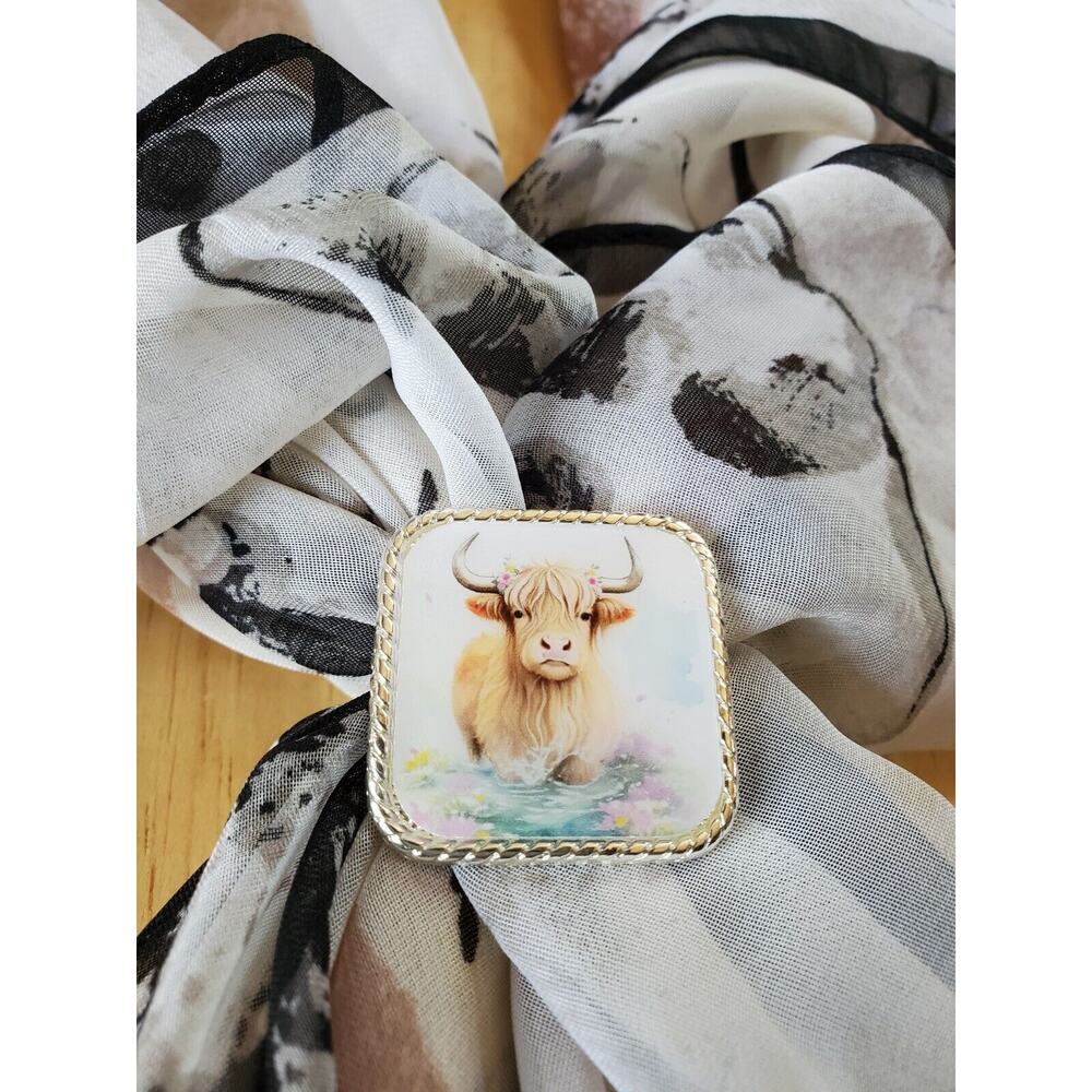 SLIDE Scarf Wild Rag Scarves Slide Western custom concho, highland cow love gift
